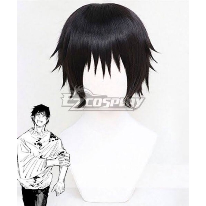 Toji Fushiguro wig Jujutsu kaisen wig cosplay hitam black wig cowok korea
