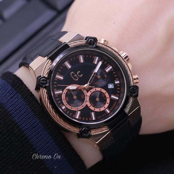 Jam Tangan Pria Gc Kawat Chrono Aktif Tali Kulit Laurusmart