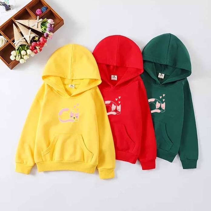 Hoodie Meow Saranghae  Anak Fleece Pakaian Anak