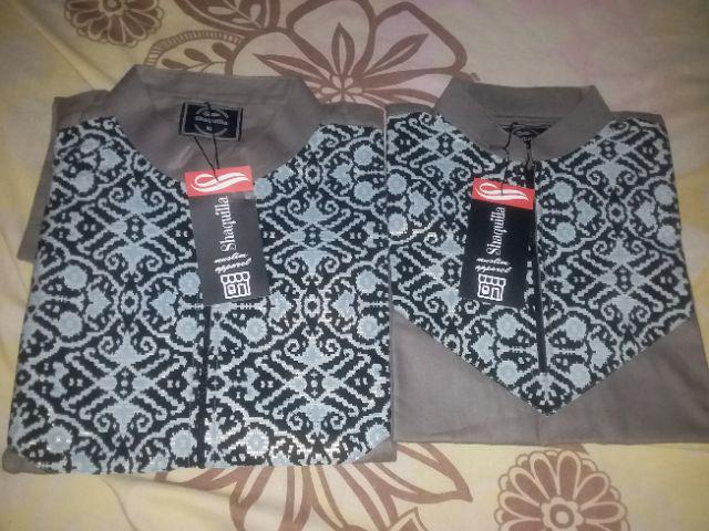 Koko Batik Abu / Koko Couple/ Koko  Katun Ayah Anak Neo