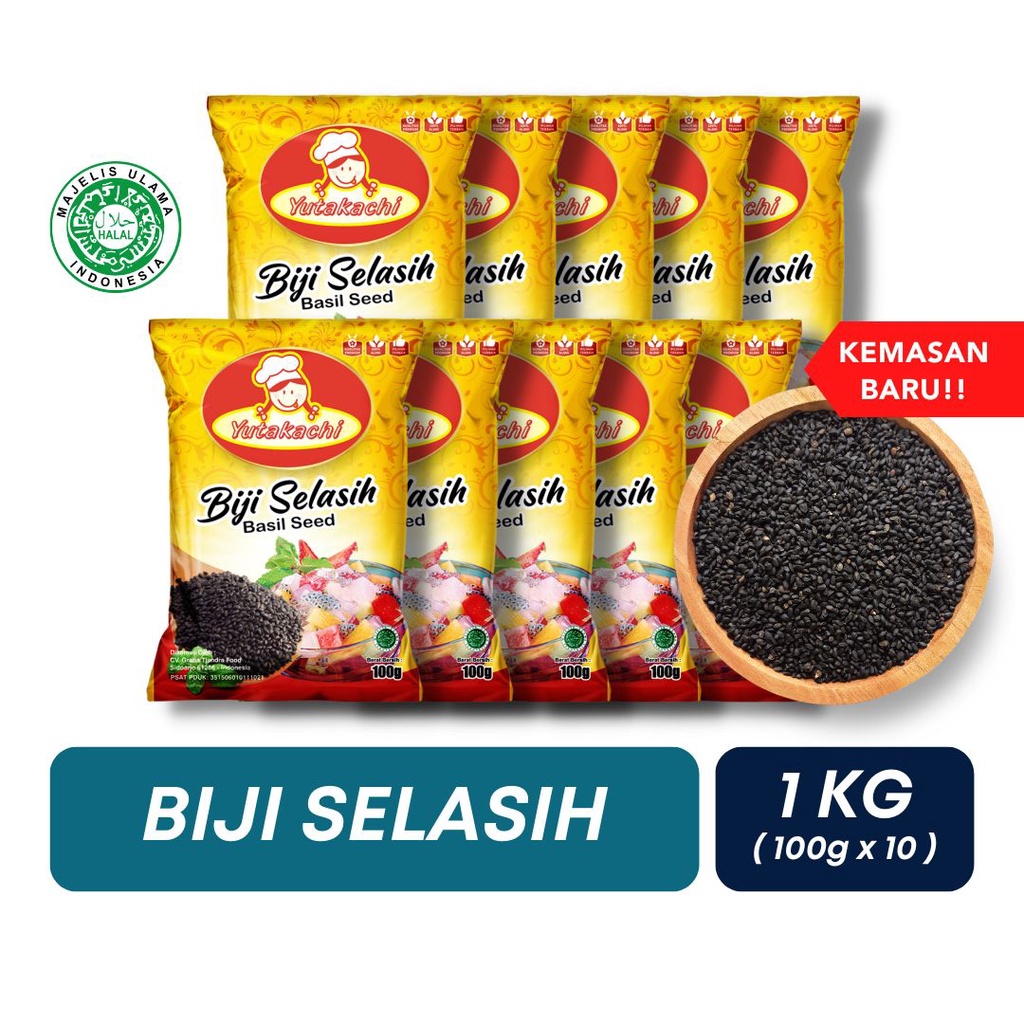 Biji Selasih Kemasan Renteng 100gr x 10pcs / Selasih Super 1Kg Yutakachi / Basil Seed / Pusat Bumbu