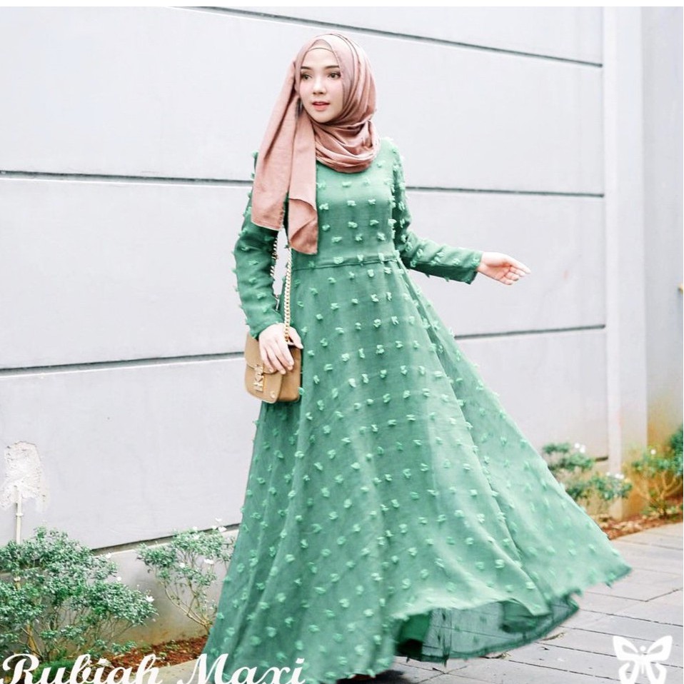 HOPYLOVY SALE - Gamis Maxi Dress Wanita bahan Linen Rubiah