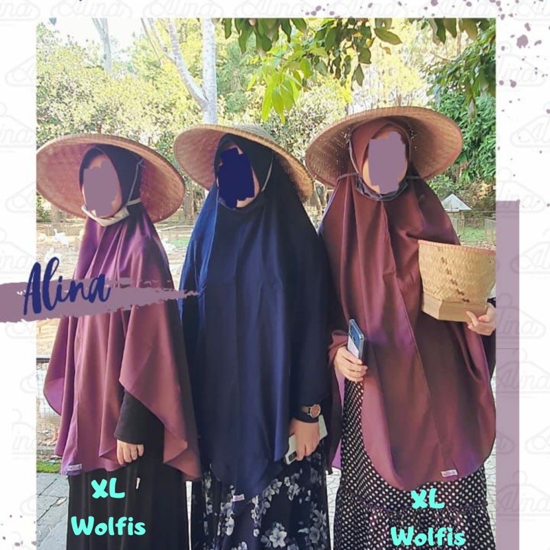 Jilbab Instan Syari Alina - Bergo Syari Size XL Wolfis - Hijab Panjang