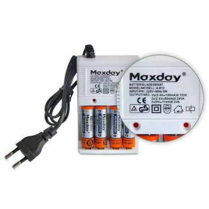 Charger Baterai Maxday A-612 AA-AAA-Kotak 9V - Cas Batre A2-A3-9Volt