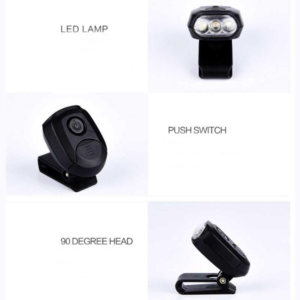 TaffLED Senter Clip Topi 90 Degree Rotatable 3 LED COB - 3325 [Hitam]