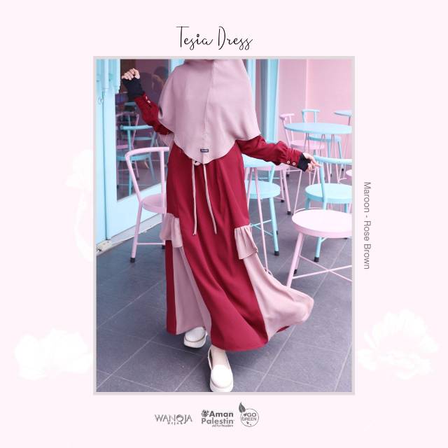 TESIA DRESS BY WANOJA HIJAB/ GAMIS ORIGINAL