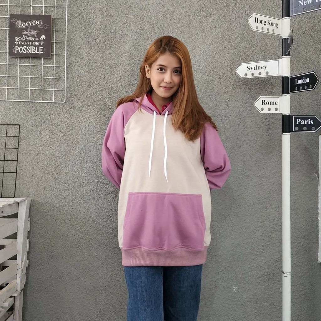 REGLAND Hoodie Sweater Oversize Pria Wanita Mix Colour Jacket Kekinian Fashion Casual OOTD Kece