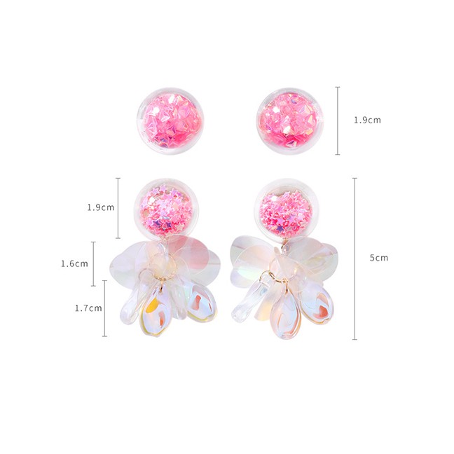 LRC Anting Tusuk Fashion (sequin Tassels) Fruit Smiley Love Transparent Ball Earrings F68056