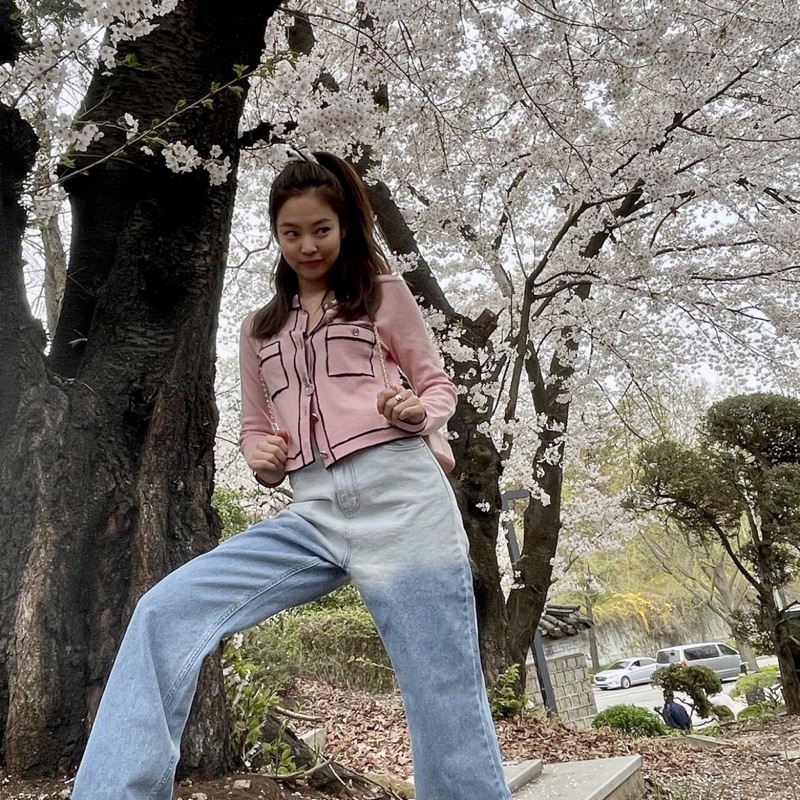Jennie Blackpink jeans highwaist boyfriend kulot jeans wanita long pants