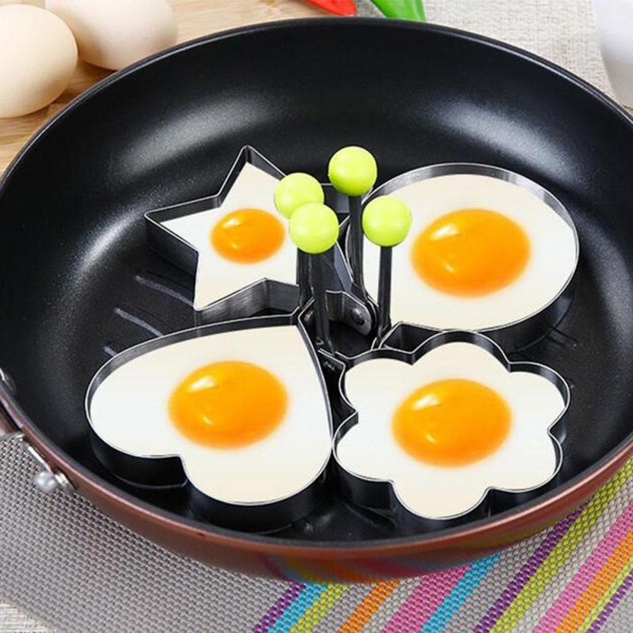 Cetakan Telur Goreng Puding Kue Pancake / Alat Masak Dapur Bentuk Hati Bintang Bunga Bulat