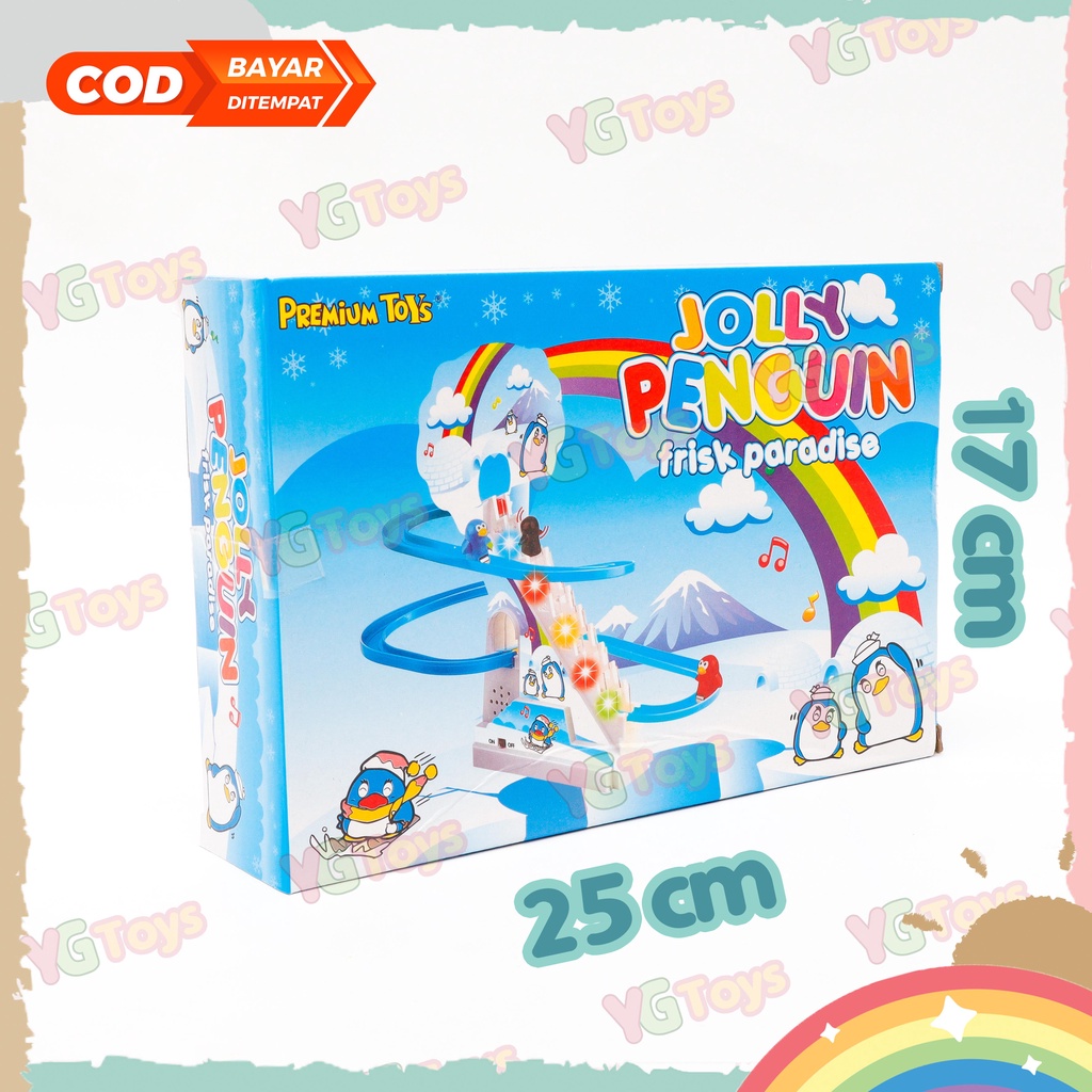 YGtoys Mainan Anak Jolly Penguin Seluncur Tangga Bebek Slide Track Racing Seluncur Penguin Bebek Musik