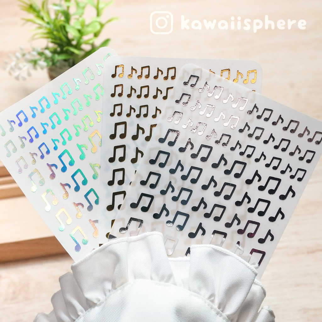 

Music Notes Foiled Sticker Kawaiisphere | Gold / Silver / Hologram Foil Planner Sticker