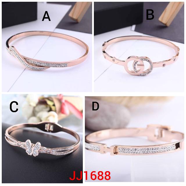 Gelang mewah korea simple stylish bangle titanium asli anti karat GBT-08