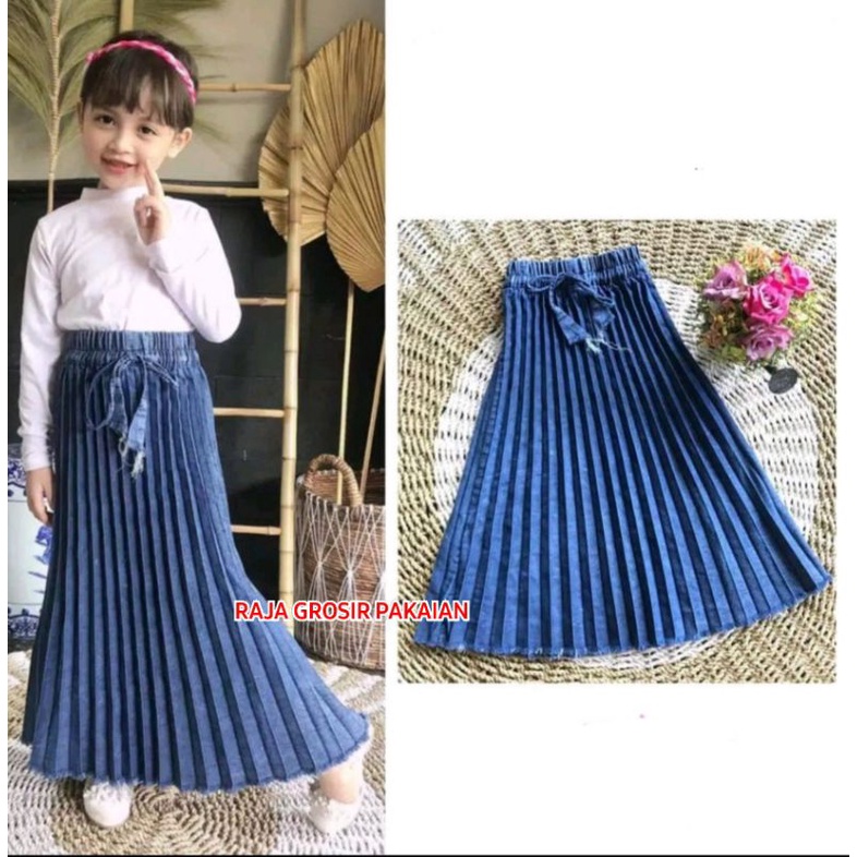 Rok Jeans Plisket Premium Anak Usia 5-13 Thn