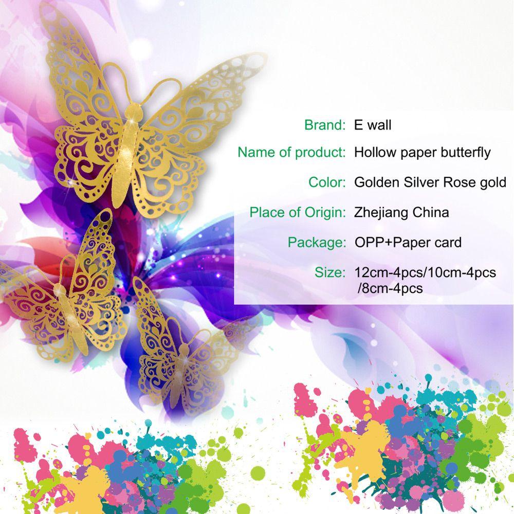 Populer 12pcs /set 3D Butterfly Stiker 12pcs /set Perlengkapan Dekorasi Rumah Pesta Wall Art