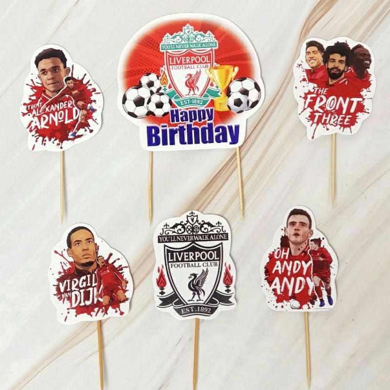 1 set topper toper hiasan tusukan kue cake nasi tumpeng ulang tahun happy birthday karakter sepak bo