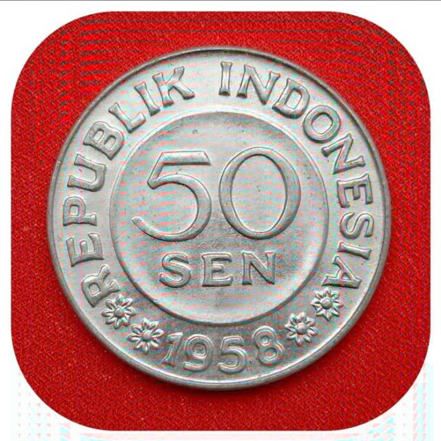 Uang koin kuno 50 sen Alumunium Tahun.1958 ( masih luster )