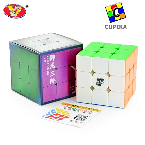 Rubik 3x3 Yongjun Yulong V2 M  v2m 3x3 Stickerless Original Mainan Anak