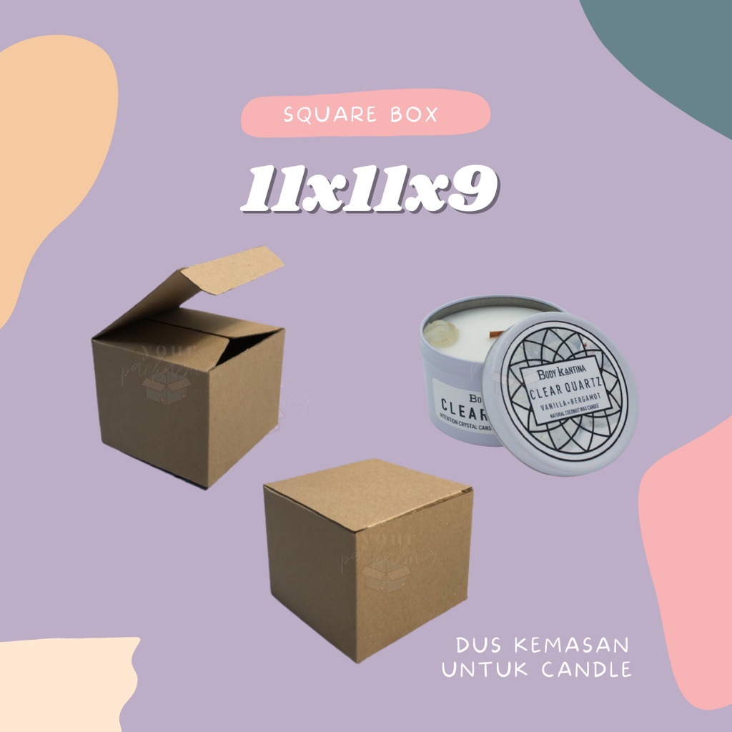 

SQUARE BOX 11x11x9 / KARDUS BOX TERMURAH / DUS CORRUGATED E-FLUTE / KEMASAN CANDLE / DUS MUG GELAS // KEMASAN OLSHOP