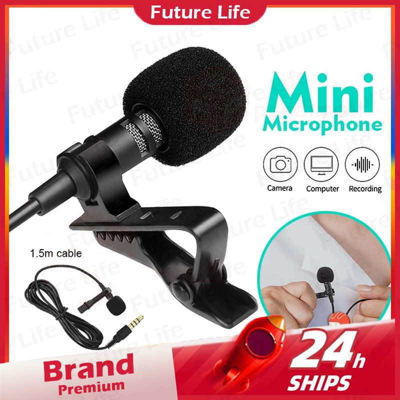 Mini Microphone Condenser 3.5mm Hands-free Clip on Lapel Lavalier Mic Wired for Phone Laptop Audio Mikrofon with Monitor Earphone