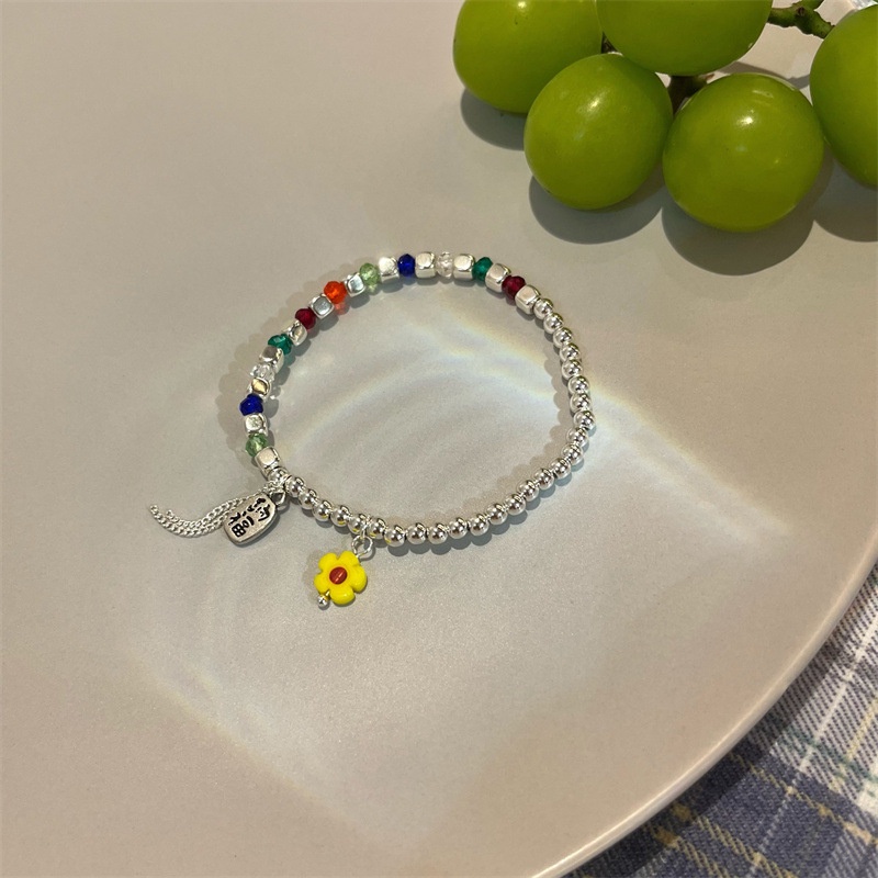 Gelang Tangan Manik-Manik Kristal Persegi Warna-Warni Untuk Wanita