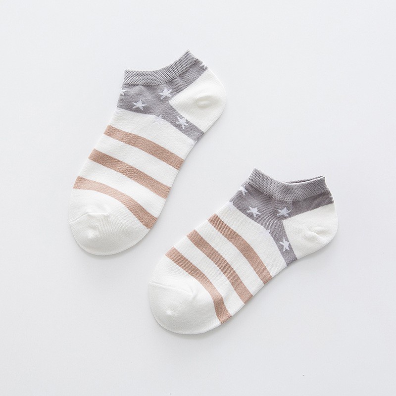 Kaos Kaki Ankle Cute Kaos Kaki Pendek Polos dan Motif Semata Kaki Import Murah Motif Polos-ABU SALUR COKLAT