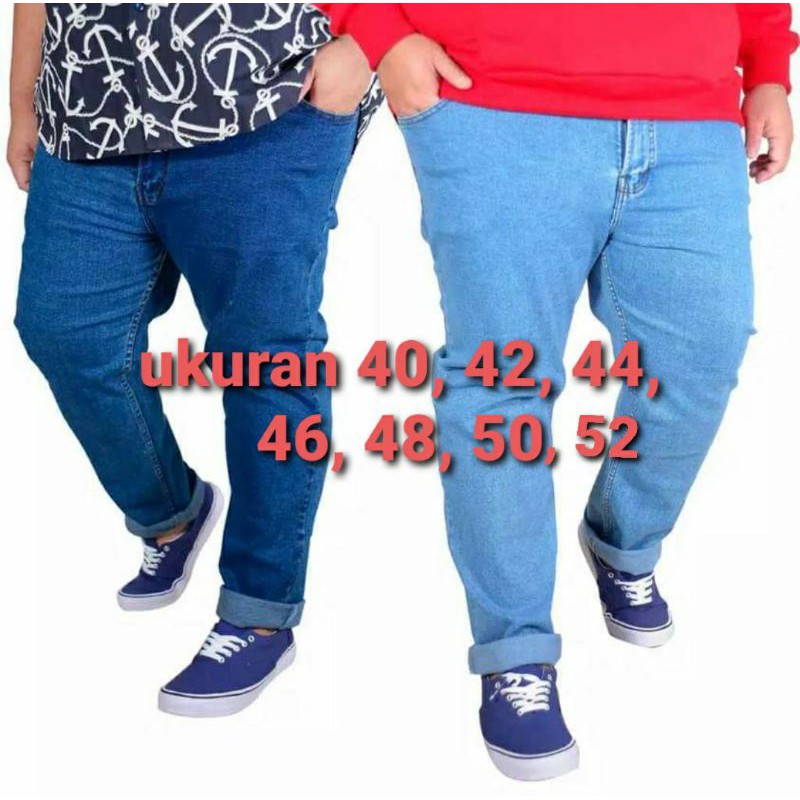 CELANA JEANS JUMBO PRIA BAHAN MELAR/STRETCH BIG SIZE