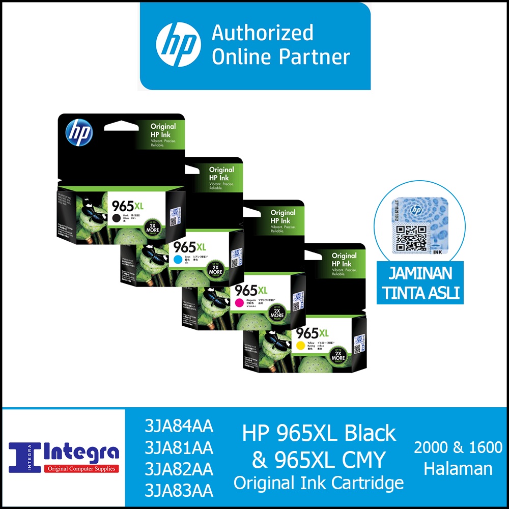 Tinta HP 1 Set 965 XL ( Bk, C, M, Y ) Original Cartridge - Printer HP Officejet 9010 &amp; 9020