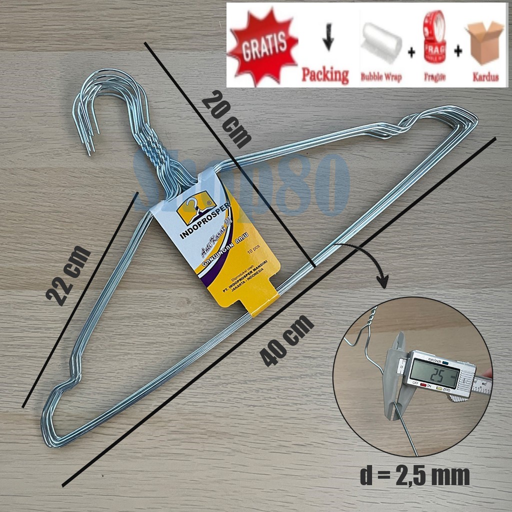 SERBA GROSIR TERMURAH HANGER GANTUNGAN BAJU STAINLES KAWAT POLOS 10 pcs