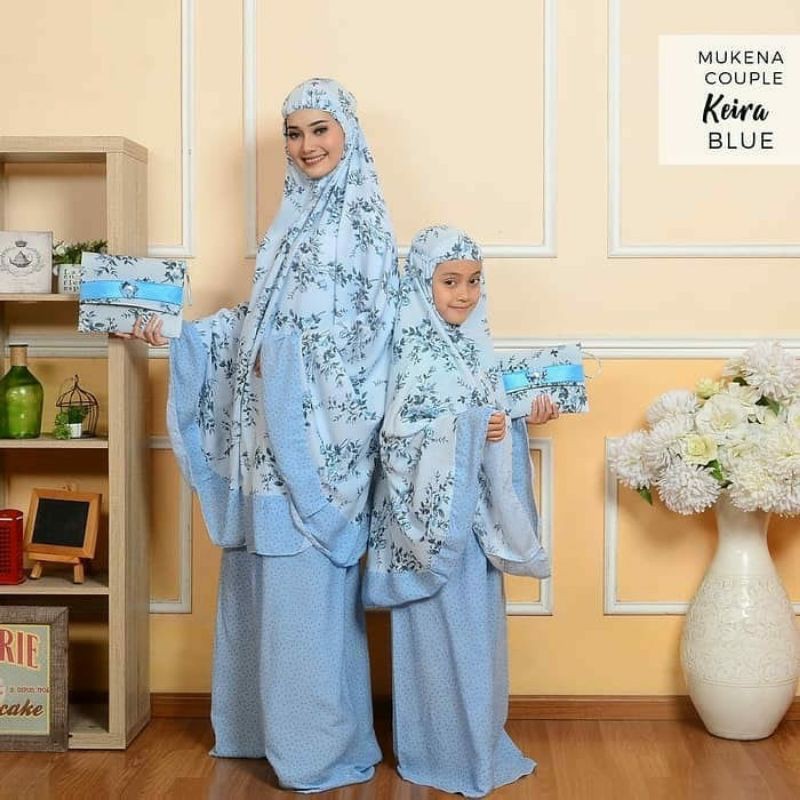 PUSAT GROSIR MUKENA COUPLE KATUN RAYON BUNGA COD MUKENA BALI IBU + ANAK (1-11 TAHUN) KEIRA