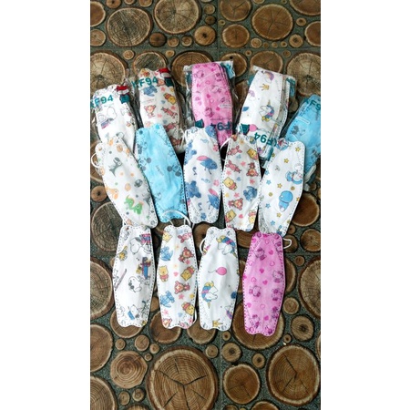 Masker kf94 anak motif isi 10pcs mix warna boy dan girl usia 4-12