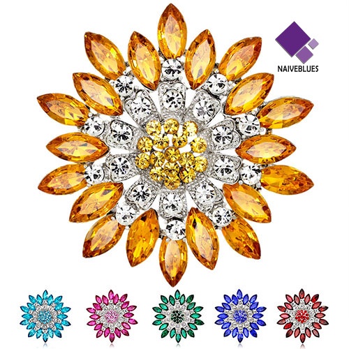 Bros Bentuk Bunga Aksen Kristal Untuk Wanita
