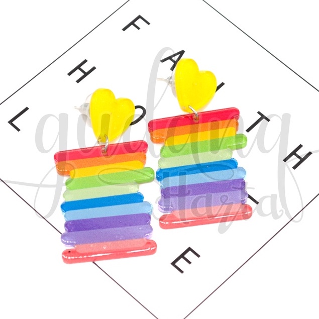 Anting Stud You Are My Rainbow Earrings Motif Pelangi Warna GH 203334