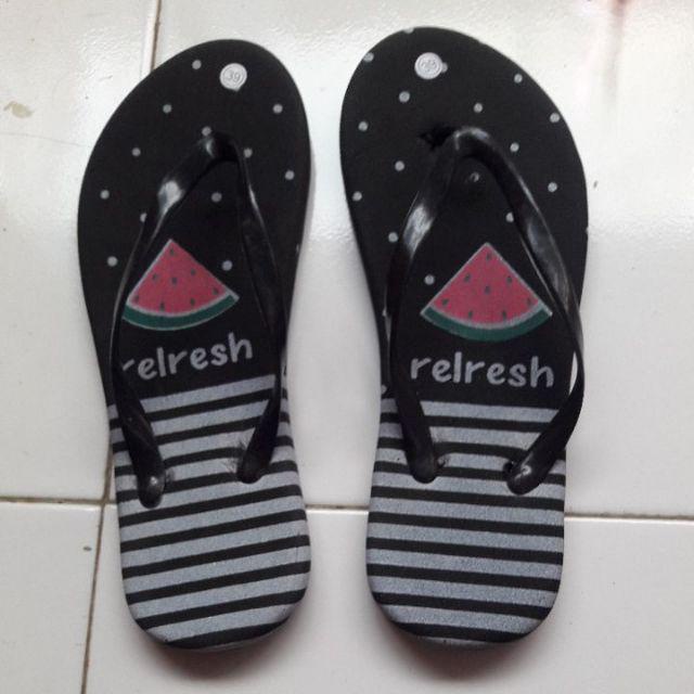 SANDAL JEPIT SPON MOTIF SEMANGKA TERBARU BISA COD BISA GROSIR