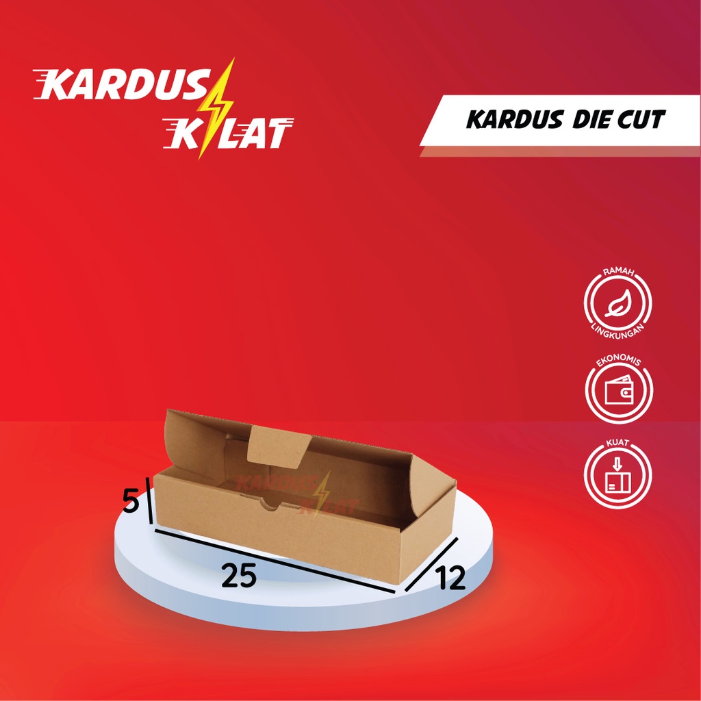 

Kardus Die Cut 25x12x5 - Karton Box Dus Packaging Hampers Pizza Baju Kue Roti Brownies Polos Murah