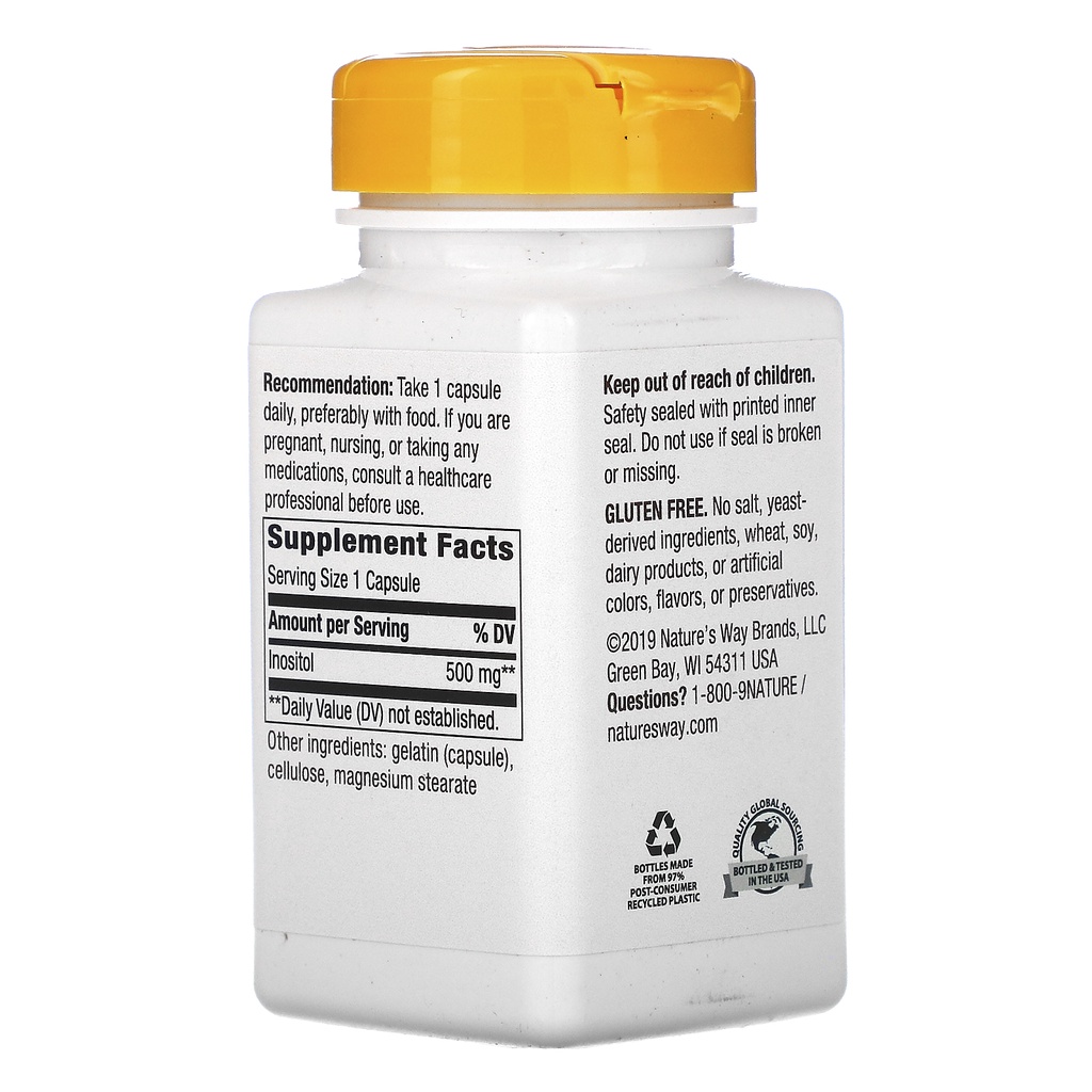 Nature Way Inositol Once Daily 500 mg 100 Capsules Ori USA