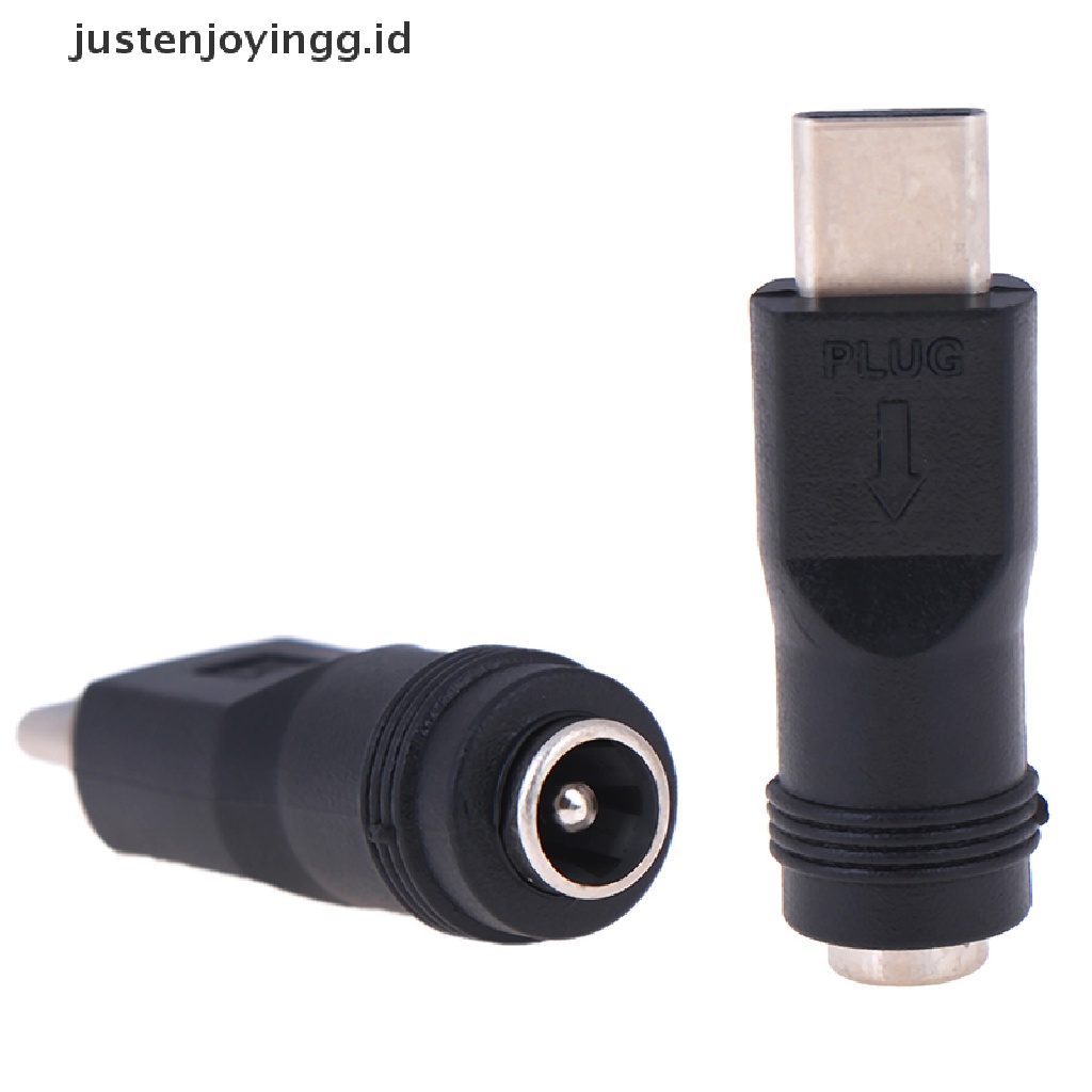 1pc Adapter jack Female Ke Tipe C 3.1 Male Plug 90 / 180 Derajat Ukuran 5.5x2.1mm DC