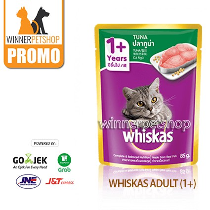 Whiskas Adult 85gr Tuna Mackerel Salmon Makanan Basah Kucing