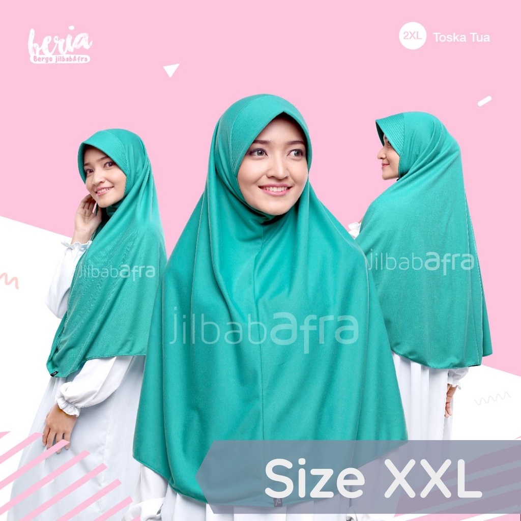 Jilbab Beria Size XXL - Bergo Jilbab Afra (Arfa) - Hijab Instan Bahan Kaos, Adem, Lembut &amp; Nyaman