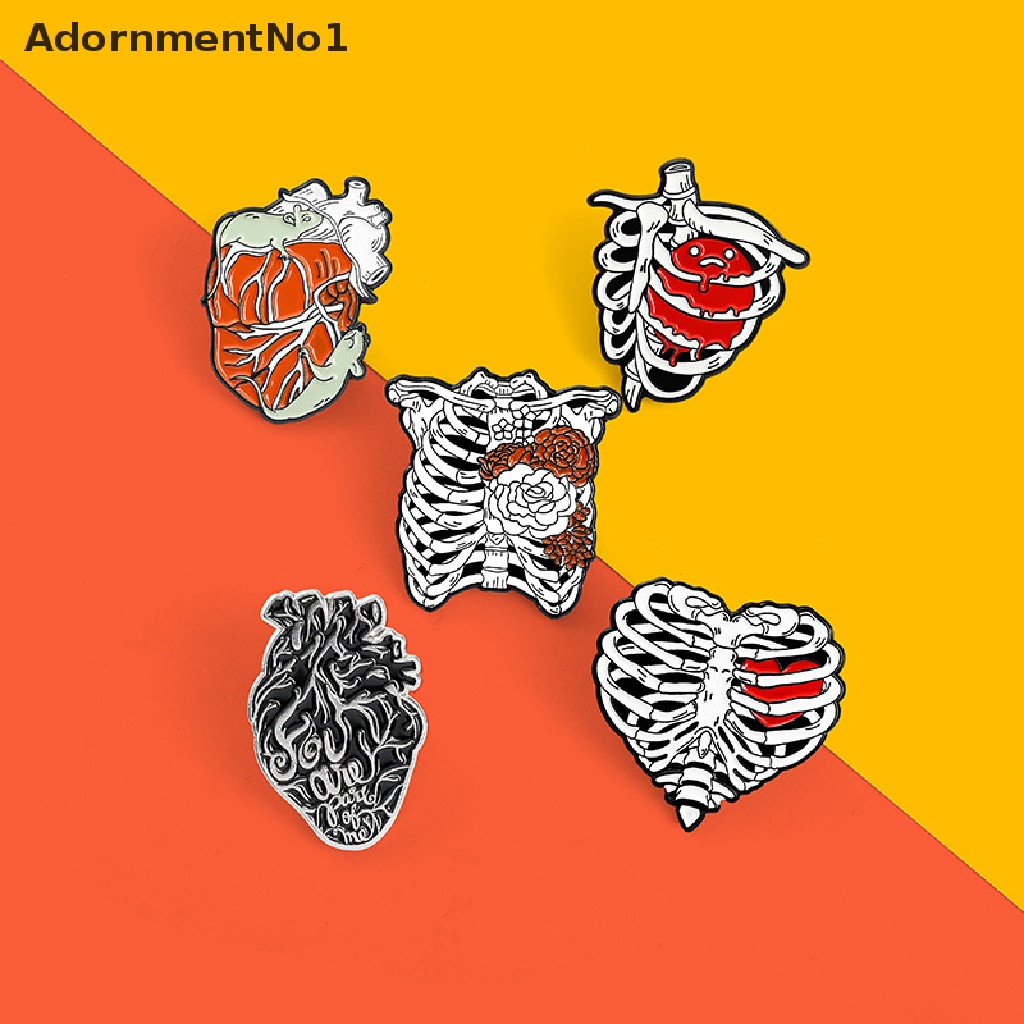 (AdornmentNo1) Bros Pin Enamel Bentuk Kartun Organ Tubuh Anatomi / Jantung / Otak Untuk Aksesoris Wanita