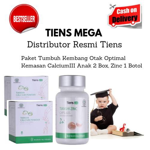 Tiens Tumbuh Kembang Otak Optimal - Calcium Anak 2 Box, Zinc 1 Botol + Kartu Member Tiens Mega