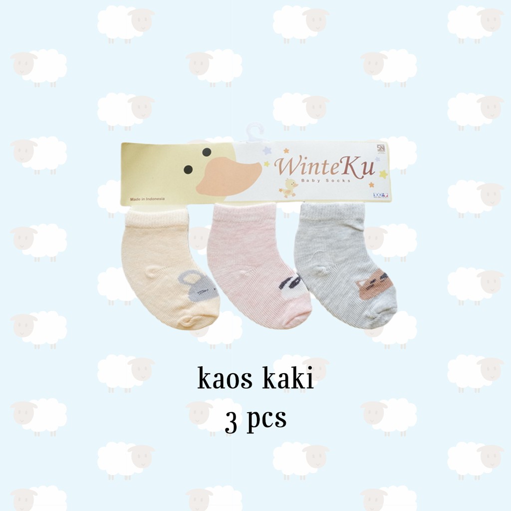 ISI 3 PASANG Winteku Baby Socks | Kaos Kaki Bayi Cewek Cowok