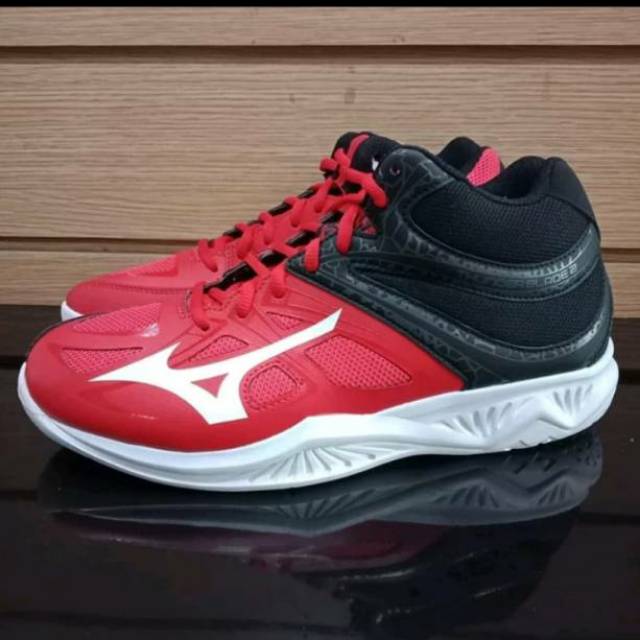 Sepatu voli mizuno Thunder blade 2 MID tomato red white original