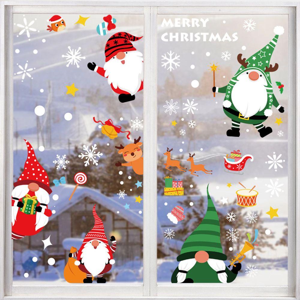 Top 6lembar Merry Christmas Stiker Jendela Poster Dekorasi Sticker Layout Warna Santa Claus