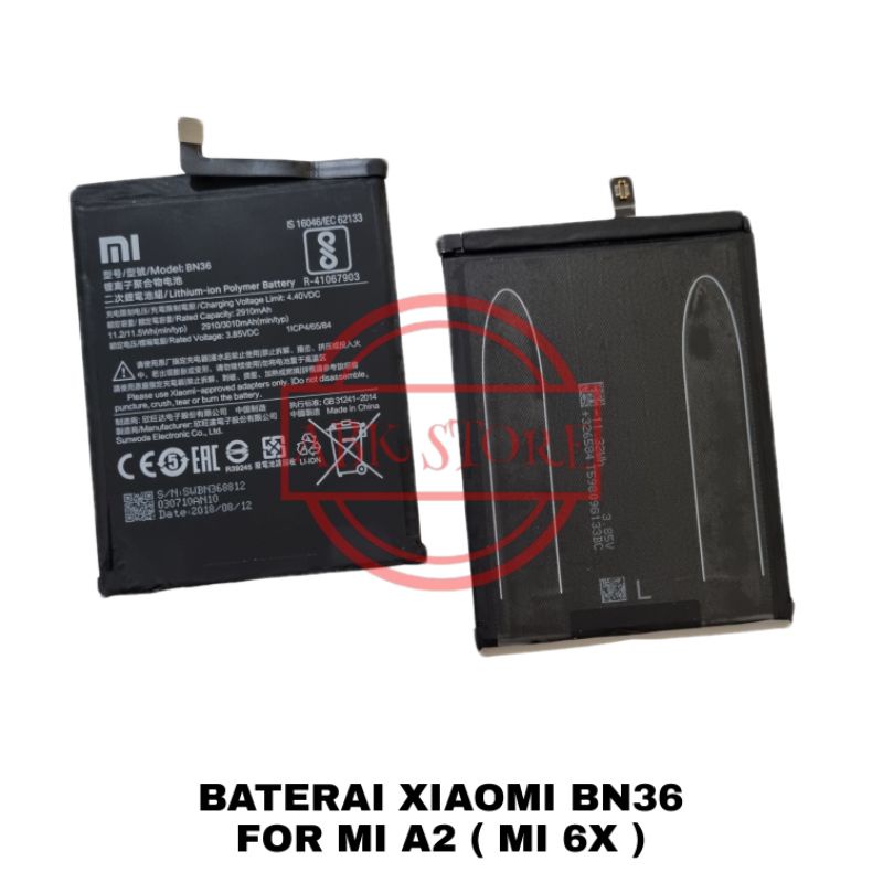 BATRE BATERAI BATTERY XIAOMI BN36 FOR MI A2 / MI 6X ORIGINAL