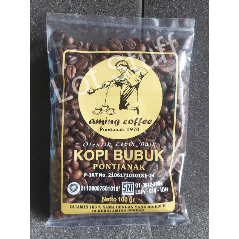 

Biji Kopi Robusta/Roasted Bean Aming Khas Pontianak 100gr/0.1gr