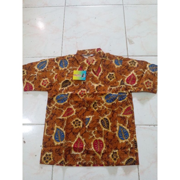 hem batik anak cowok lengan pendek usia 5 tahun