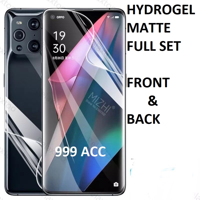 OPPO FIND X3 FIND X3 PRO FIND X2 FIND X2 PRO FIND X ANTI GORES HYDROGEL FULL SET MATTE  ANTI MINYAK DEPAN BELAKANG GLARE SCREEN GUARD PELINDUNG LAYAR DAN PELIDNG BELAKANG SKIN GARSKIN ANTI JAMUR