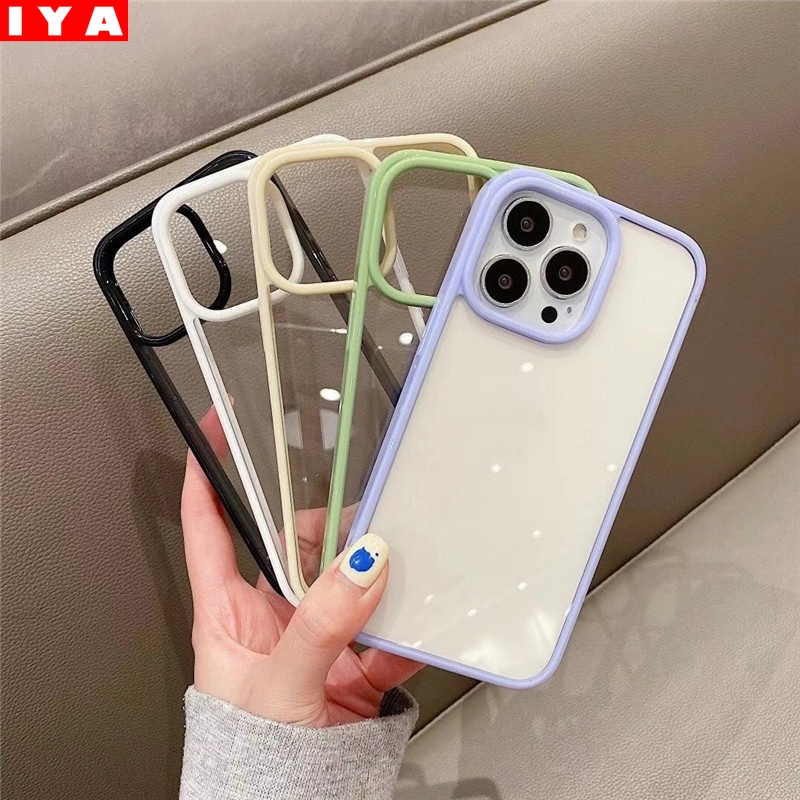 3 in 1 Soft Case Silikon Transparan Warna Polos Untuk iPhone 13 Pro Max 13 12pro 12