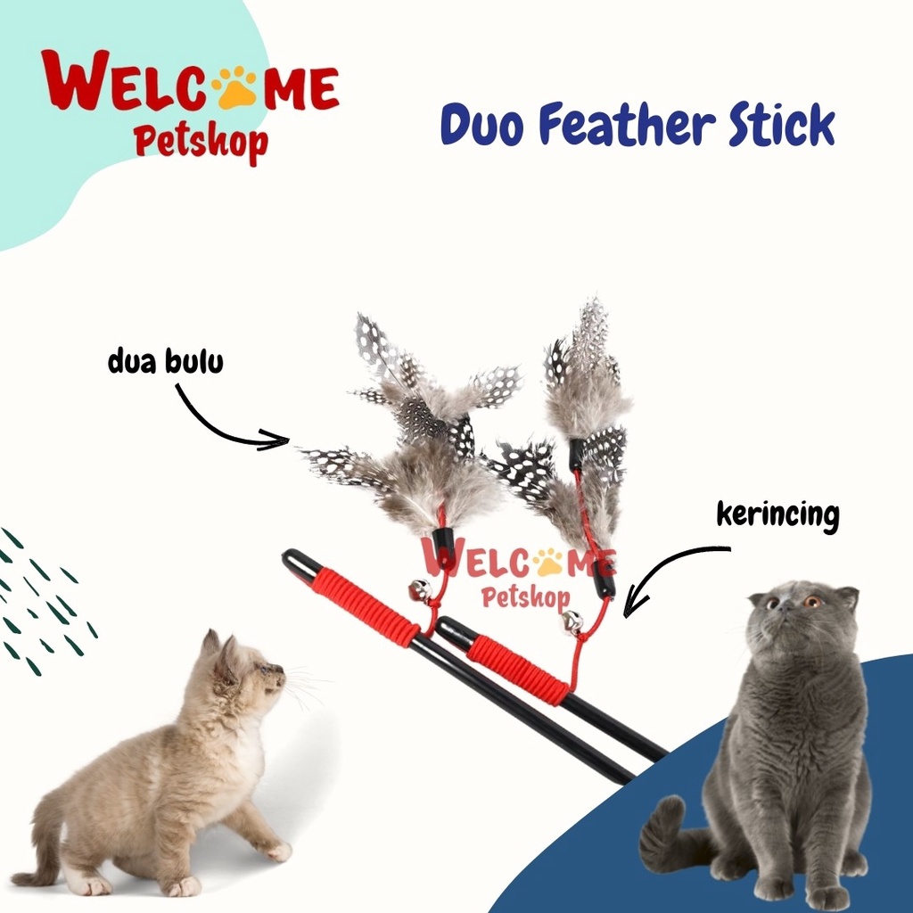 Duo Feather Stick / Mainan Kucing / Mainan Tongkat Kucing / Cat Toy